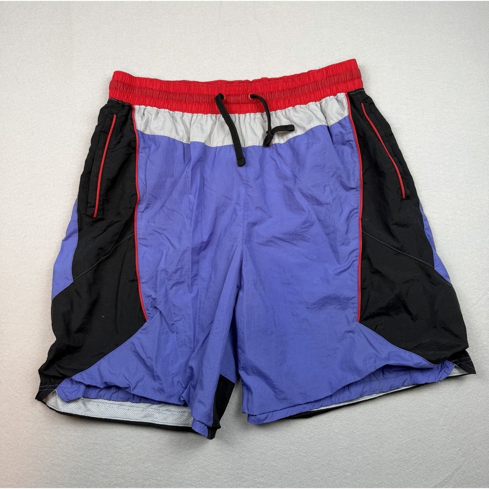 Nike Shorts Mens XL Back Purple  Windbreaker Colorblock Drawstring Mesh Lined